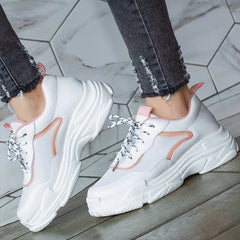 Zapatillas casuales de piel sintética con cordones