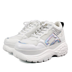 Zapatillas casuales de malla con plataforma alta