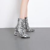 Ankle Boots With Zipper & Square Heels