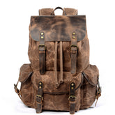 Lässiger Vintage-Wanderrucksack aus gewachstem Canvas mit Kordelzug 6105