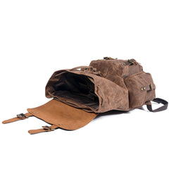 Lässiger Vintage-Wanderrucksack aus gewachstem Canvas mit Kordelzug 6105