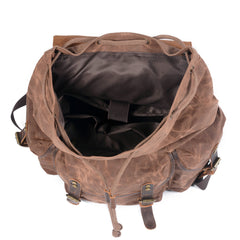 Lässiger Vintage-Wanderrucksack aus gewachstem Canvas mit Kordelzug 6105