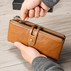 Carteras de piel de vacuno con doble cremallera