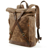 Men Waterproof Leather Canvas Hiking Bag