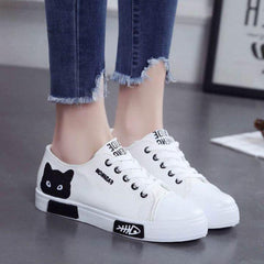 Canvas-Ballerinas mit Katzen-Print