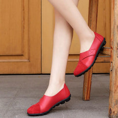Zapatos planos de cuero genuino