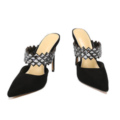 Black Suede Pointed Toe Sandals