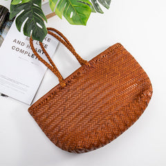 Handgefertigte Einkaufstasche aus gewebtem Rindsleder