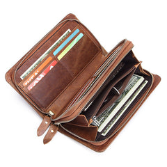 Carteras de piel de vacuno con doble cremallera