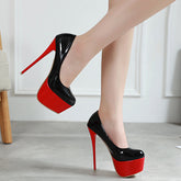 Leather Platform High Heel Pumps
