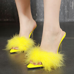 Pantuflas de felpa para exteriores - Amarillas