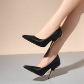 Zapatos de oficina de cuero con punta de aguja y tacón de aguja