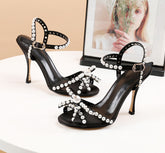 Sandalias de perlas con punta abierta y hueca