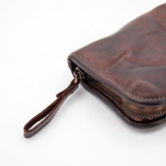 Cartera vintage de los años 50 con cremallera de cuero curtido vegetal