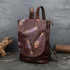 Women Vintage Emlossing Cowhide Leather