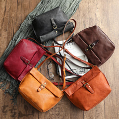 Bolsos de hombro retro de piel de vaca para mujer
