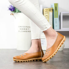 Zapatos planos de cuero genuino