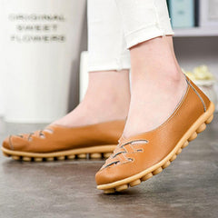 Zapatos planos de cuero genuino