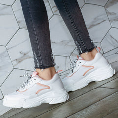 Zapatillas casuales de piel sintética con cordones