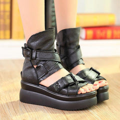 Plateausandalen aus echtem Leder