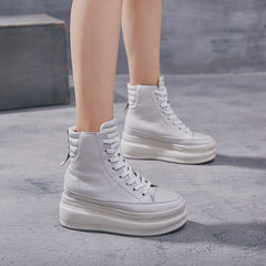 Zapatos casuales de plataforma de cuero