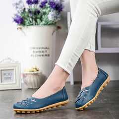 Zapatos planos de cuero genuino