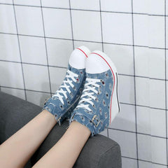 Lässige Canvas Plateau Pumps