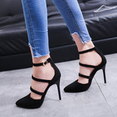 Suede Shoes With High Heels & Pointed Toe