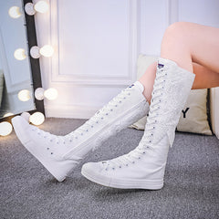 High-Top-Stiefel mit Spitze