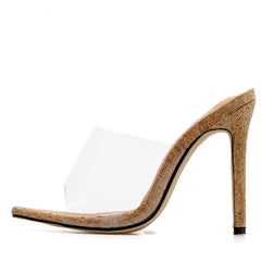 Lässige transparente Flip Flops mit High Heels