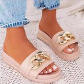 Metal Buckle Flat Sandals