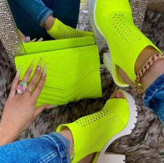 Sandalias de tacón alto con punta redonda de malla