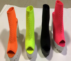 Sandalias de tacón alto con punta redonda de malla