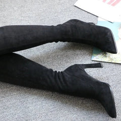 Botas altas de PU con tacones altos