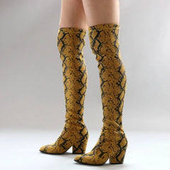 Botas altas de piel sintética con tacón cuadrado