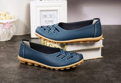 Zapatos planos de cuero genuino