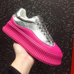 Lässige Plateau-Sneakers aus Leder