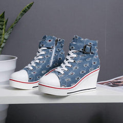 Lässige Canvas Plateau Pumps