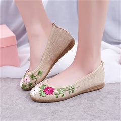 Lässige Ballerinas aus Baumwolle mit Stickerei