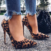 High Heel Suede Leopard Pumps