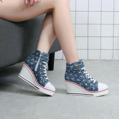 Lässige Canvas Plateau Pumps