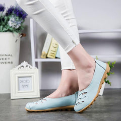 Zapatos planos de cuero genuino