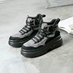 Lässige Plateau-Sneakers aus echtem Leder