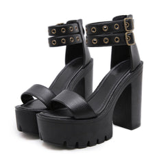 Sandalias de tacón alto de piel suave