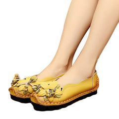 Echte Leder-Ballerinas mit Blumen