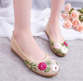 Casual Cotton Embroidered Flats
