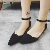 Buckle Strap Pointed Toe Flat Pumps