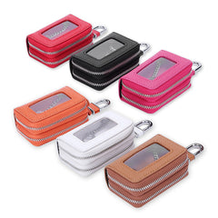 Modische Ledertasche mit Doppelreißverschluss.