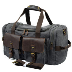 Lässige Reisetasche aus Leder und Canvas für Herren mit großem Stauraum