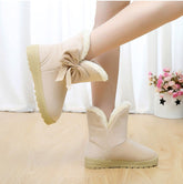 Suede Snow Boots With Bows